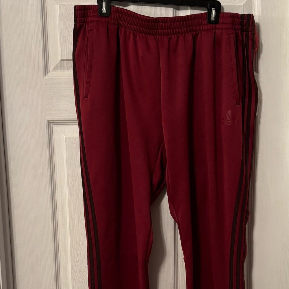 Adidas Men’s Tear Away Track/Jogger Pants Burgundy Brown 3-Stripes Size 2XL